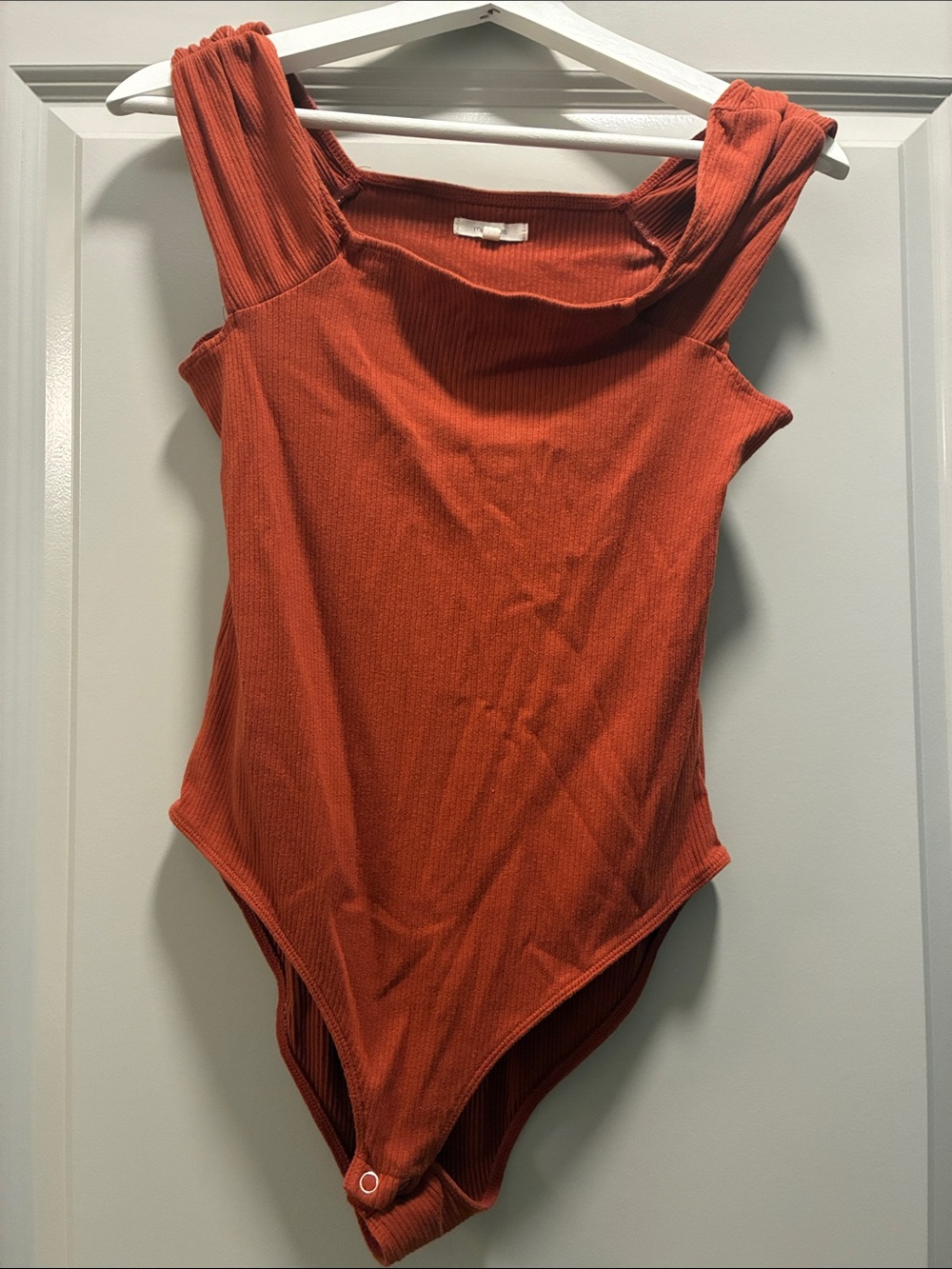 Maurices Rust Ribbed Square-Neck Bodysuit